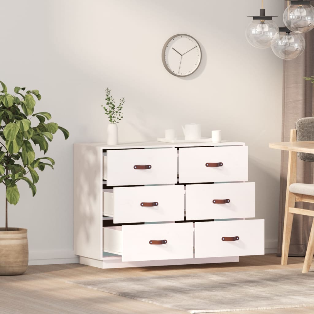 Skjenk hvit 100x40x75 cm heltre furu
