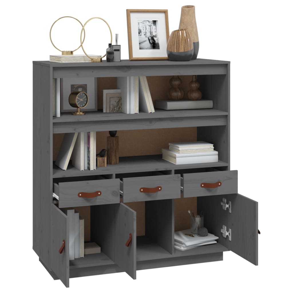 Highboard grå 100x40x108,5 cm heltre furu