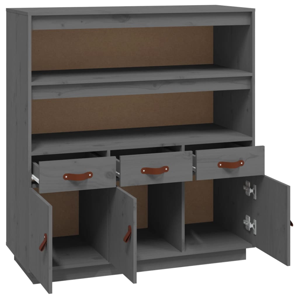 Highboard grå 100x40x108,5 cm heltre furu