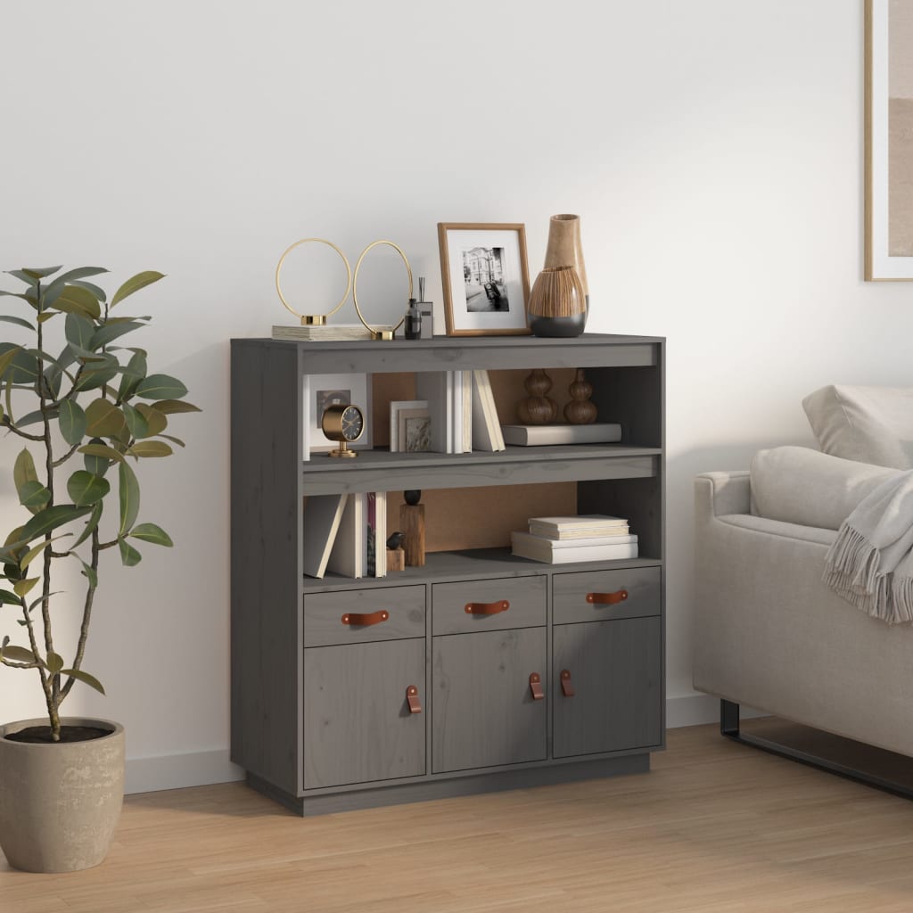 Highboard grå 100x40x108,5 cm heltre furu