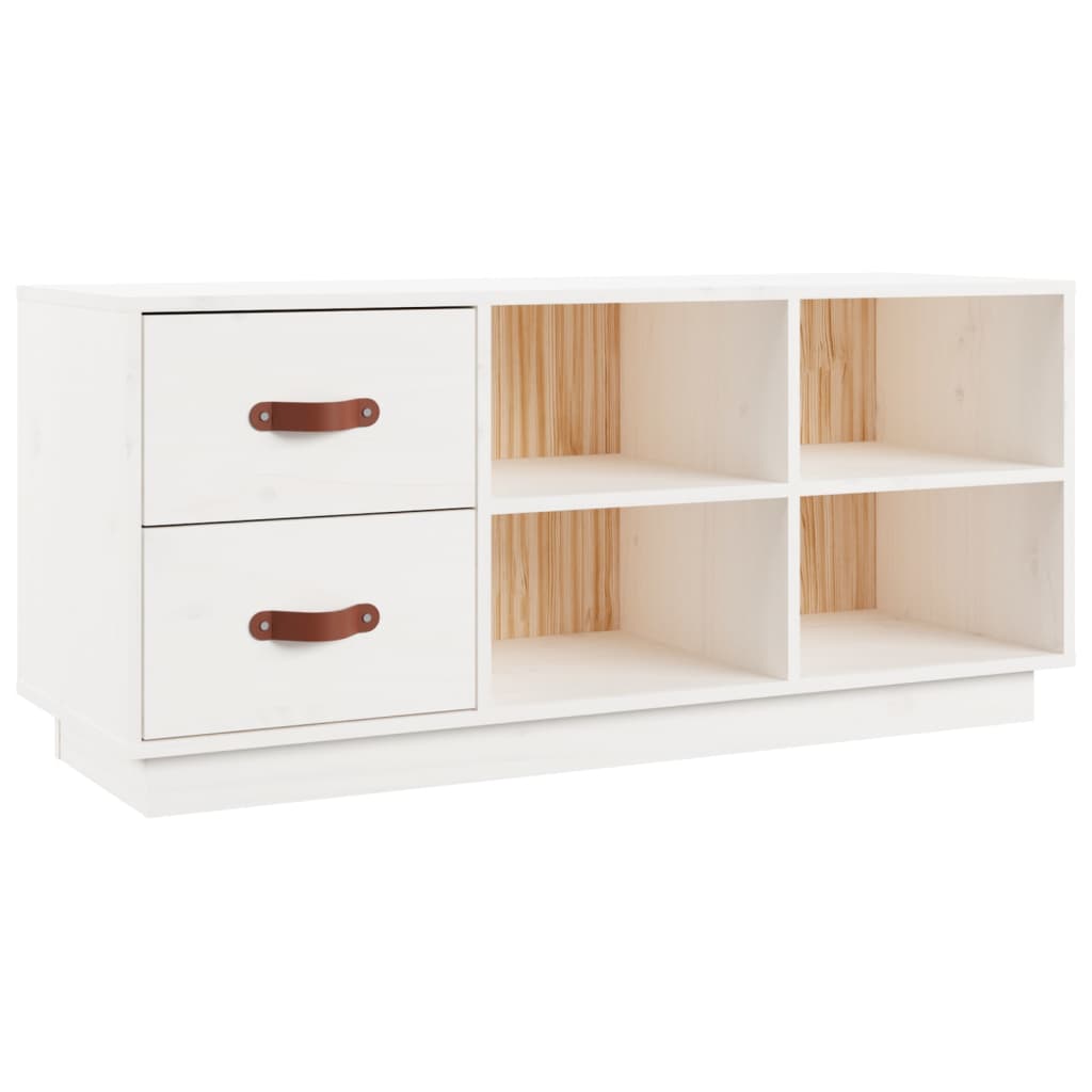 Skobenk hvit 100x34x45 cm heltre furu