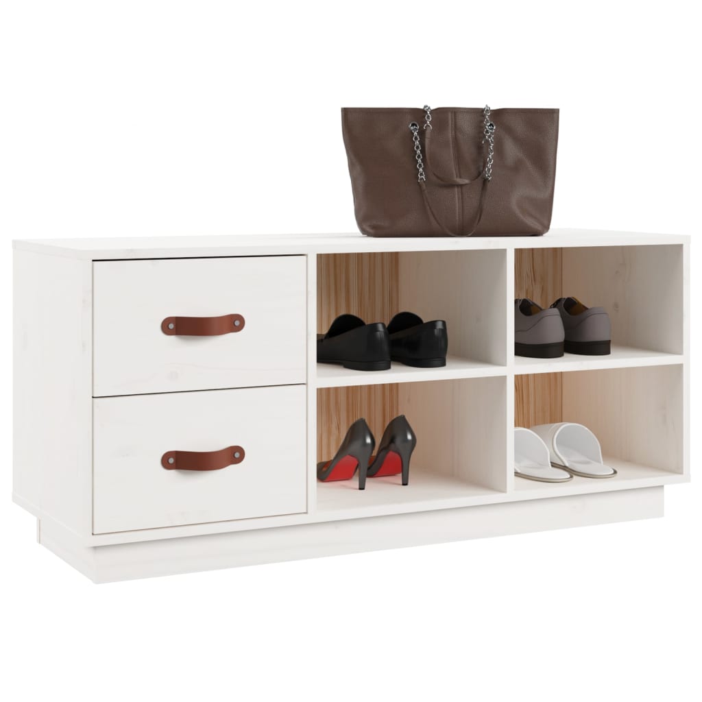 Skobenk hvit 100x34x45 cm heltre furu
