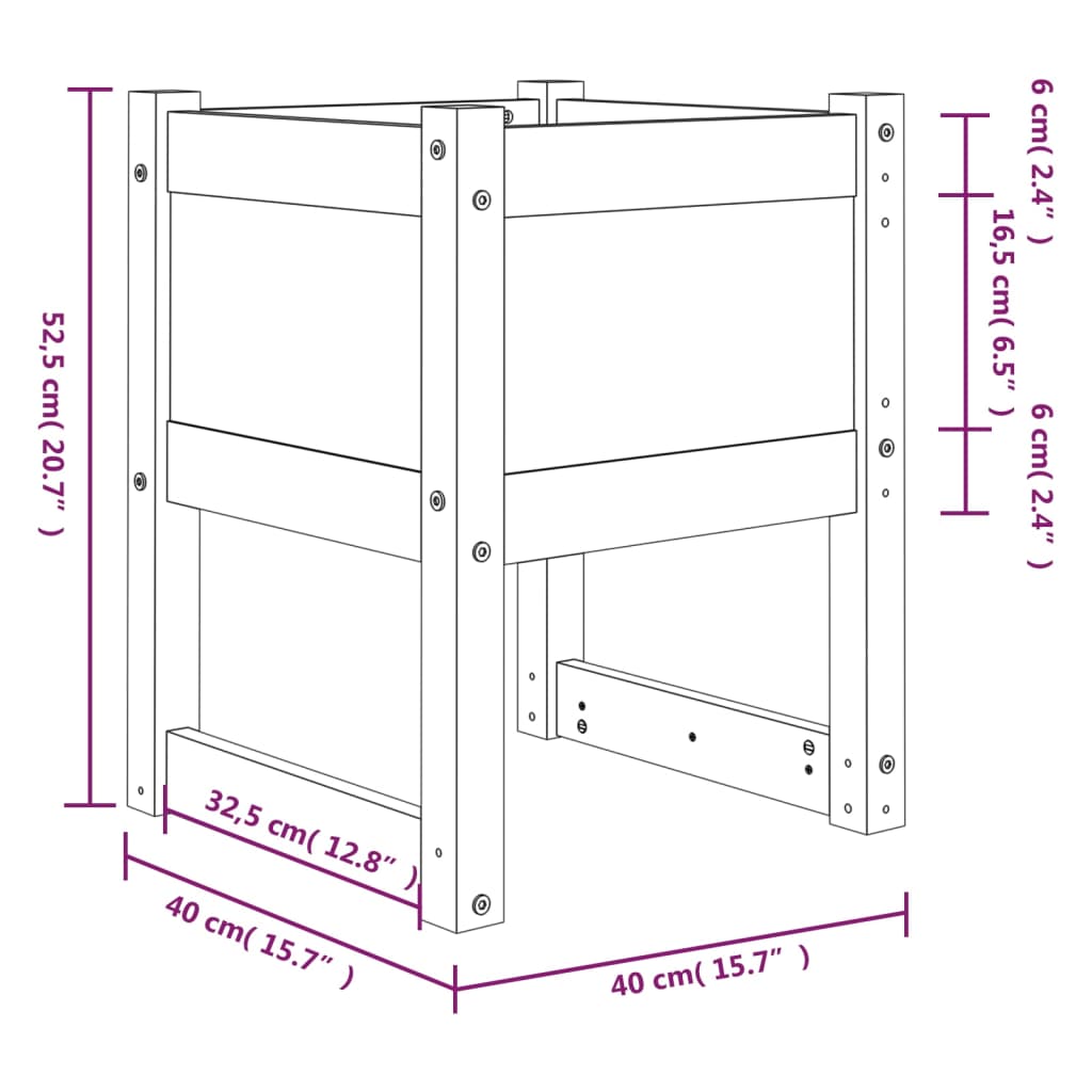Plantekasse svart 40x40x52,5 cm heltre furu