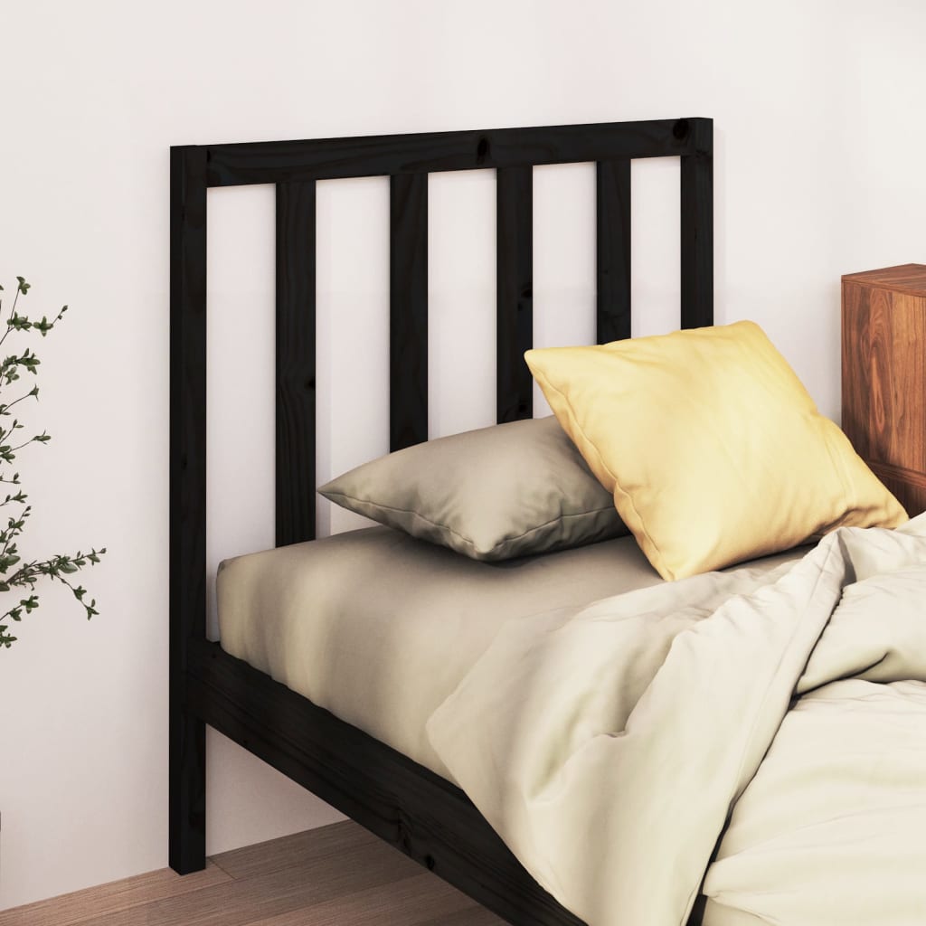 Sengegavl svart 95x4x100 cm heltre furu