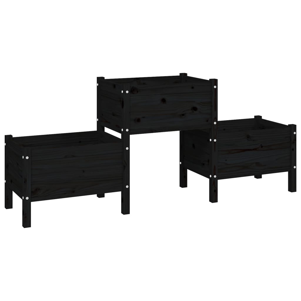 Plantekasse svart 178,5x44x75 cm heltre furu