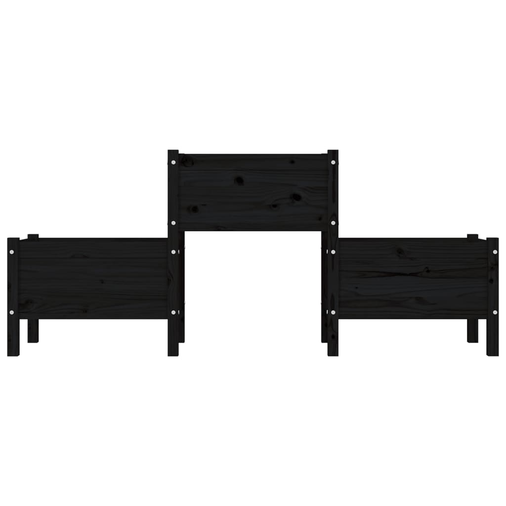 Plantekasse svart 178,5x44x75 cm heltre furu