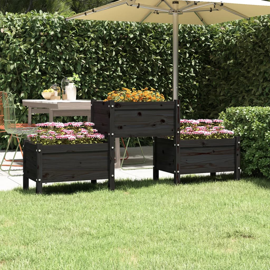 Plantekasse svart 178,5x44x75 cm heltre furu