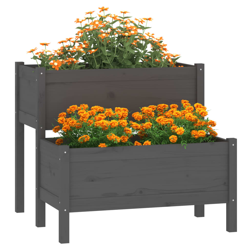Plantekasse svart 84,5x84x75 cm heltre furu