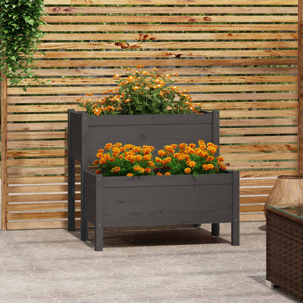 Plantekasse svart 84,5x84x75 cm heltre furu