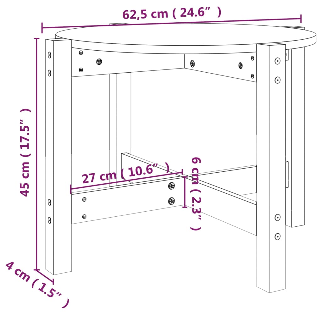 Salongbord honningbrun Ø 62,5x45 cm heltre furu