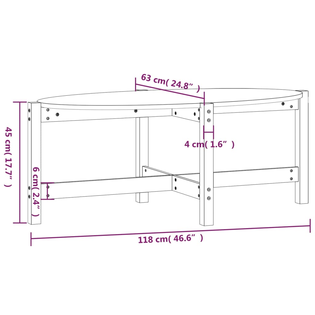 Salongbord 118x63x45 cm heltre furu