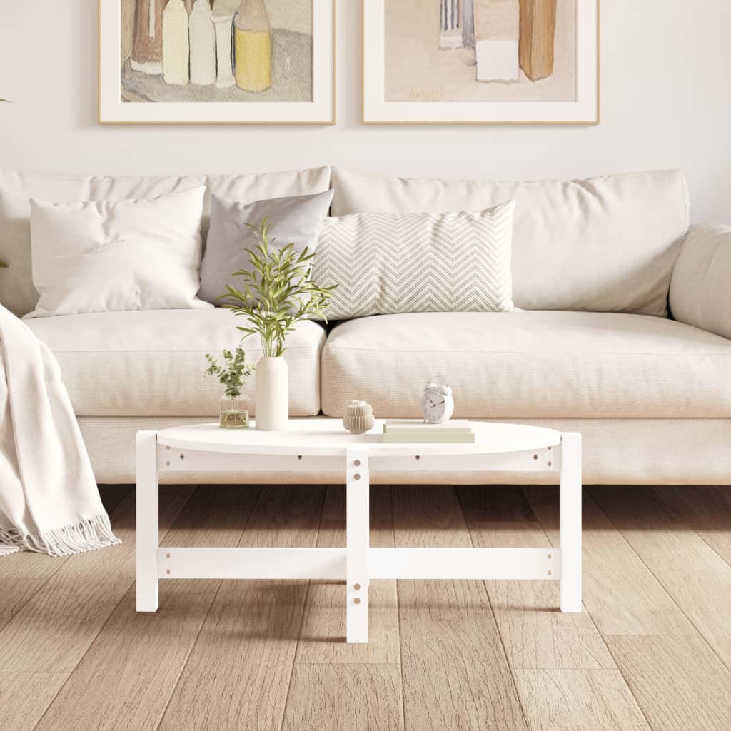 Salongbord hvit 87x48x35 cm heltre furu