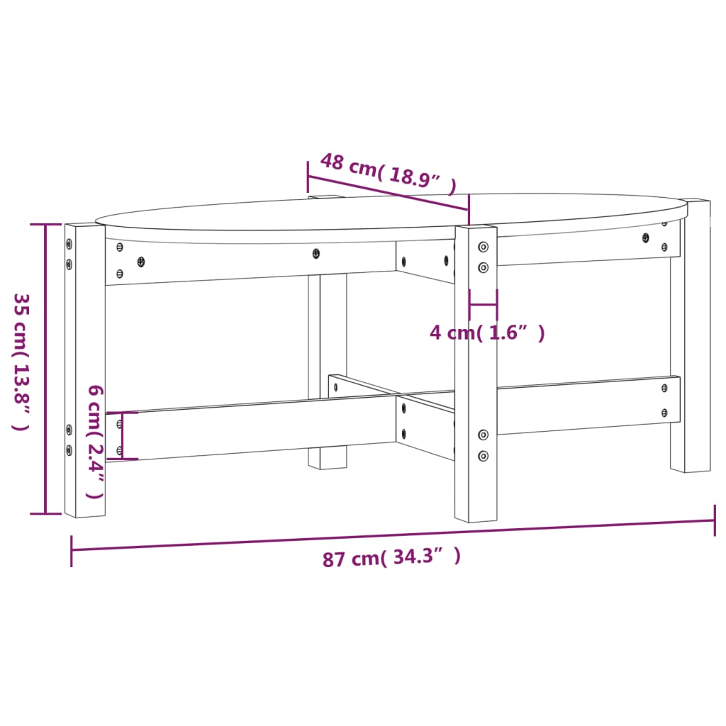 Salongbord hvit 87x48x35 cm heltre furu