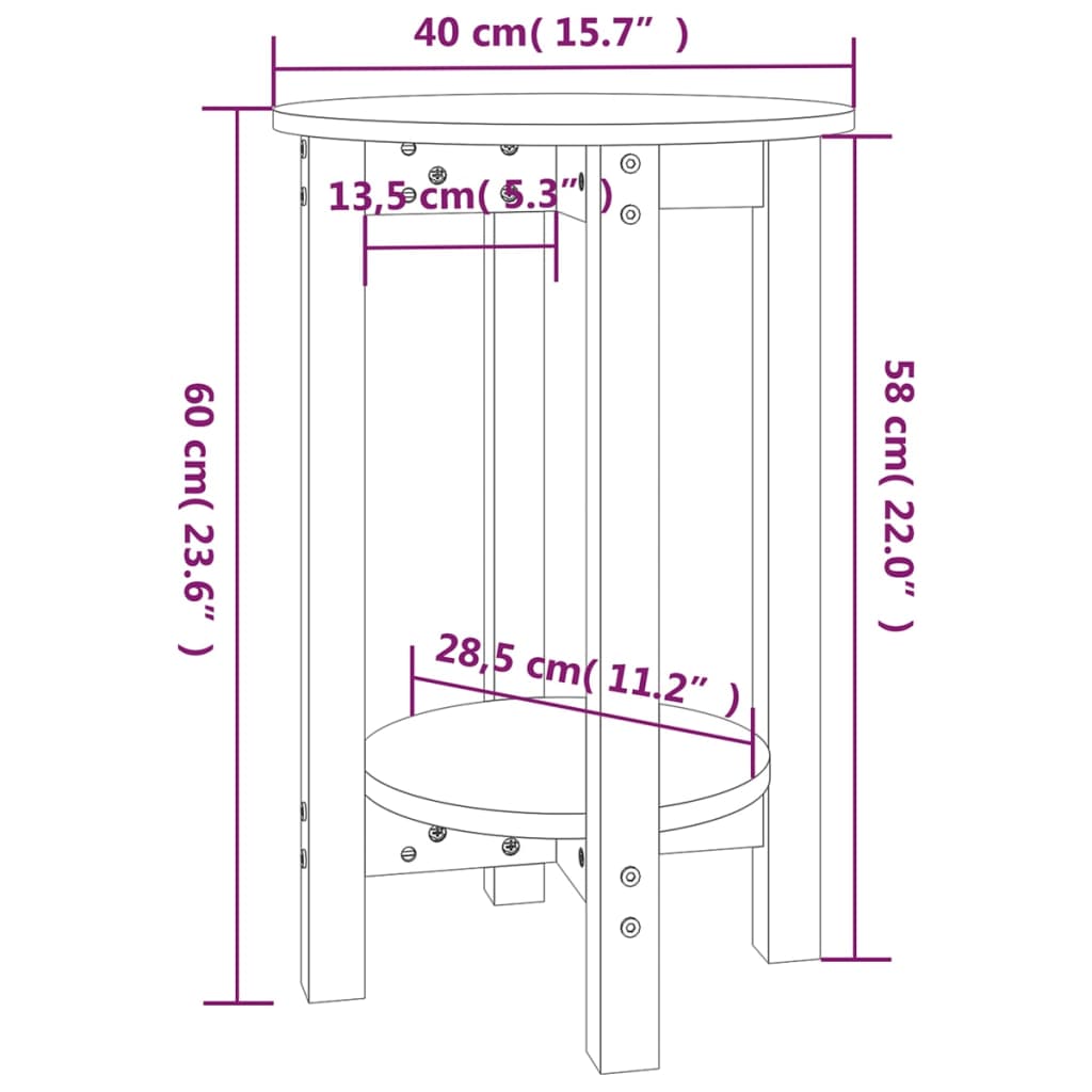 Salongbord hvit Ø 40x60 cm heltre furu