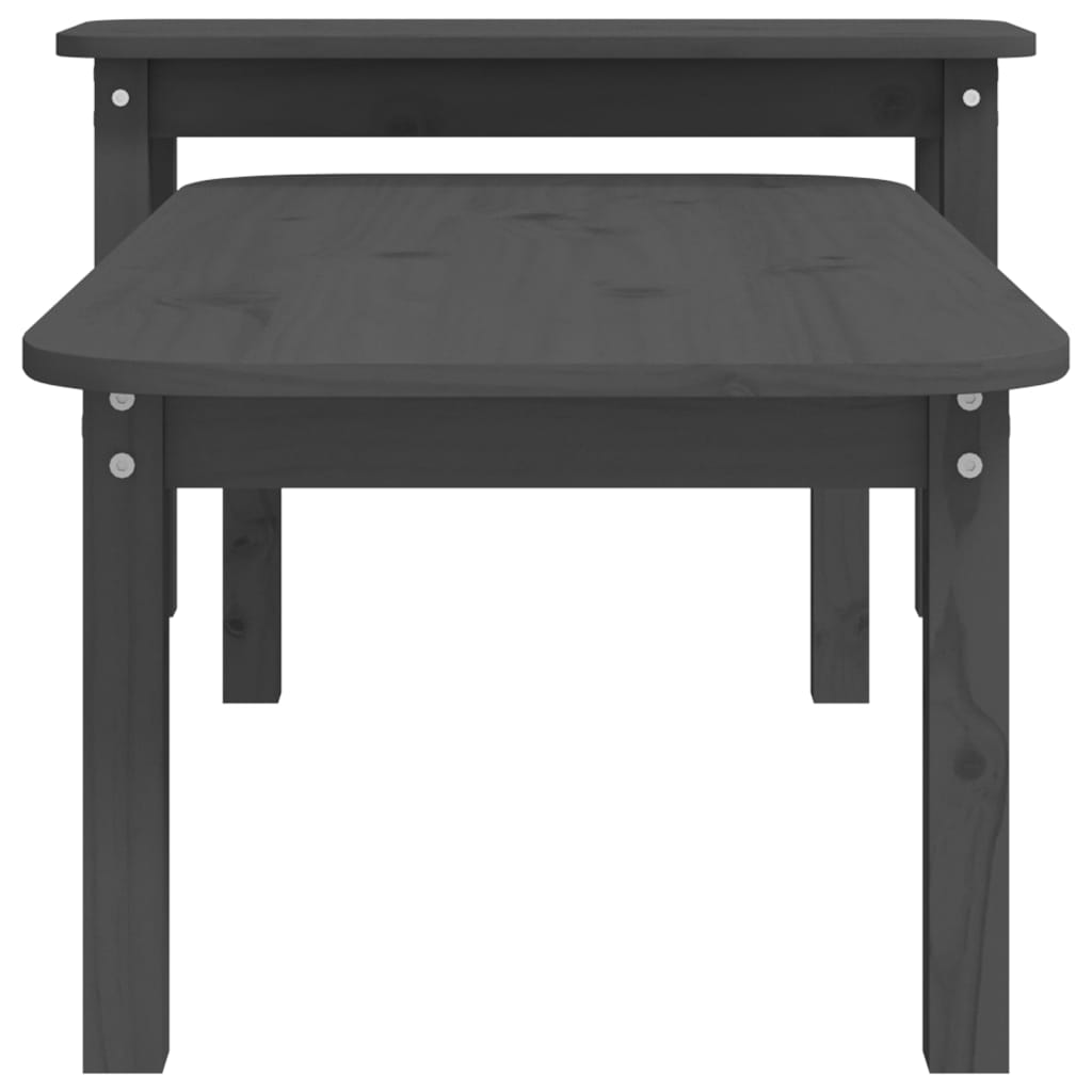 Salongbord 2 stk grå heltre furu