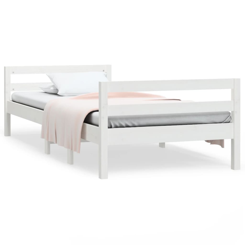 Sengeramme uten madrass hvit 90x190 cm heltre furu