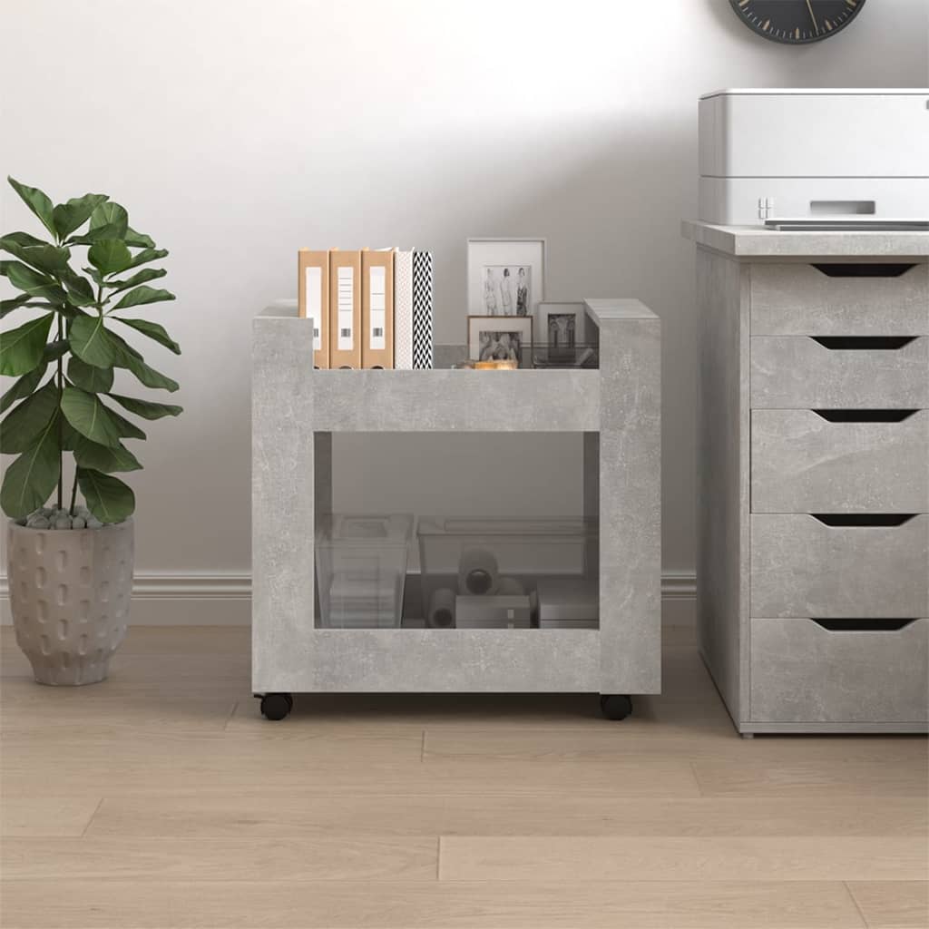 Tralle til skrivebord betonggrå 60x45x60 cm konstruert tre