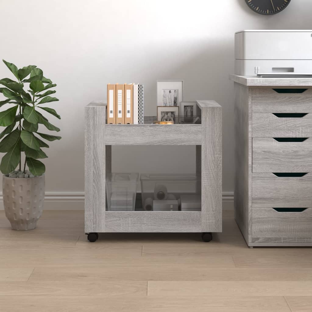 Tralle til skrivebord grå eik 60x45x60 cm konstruert tre