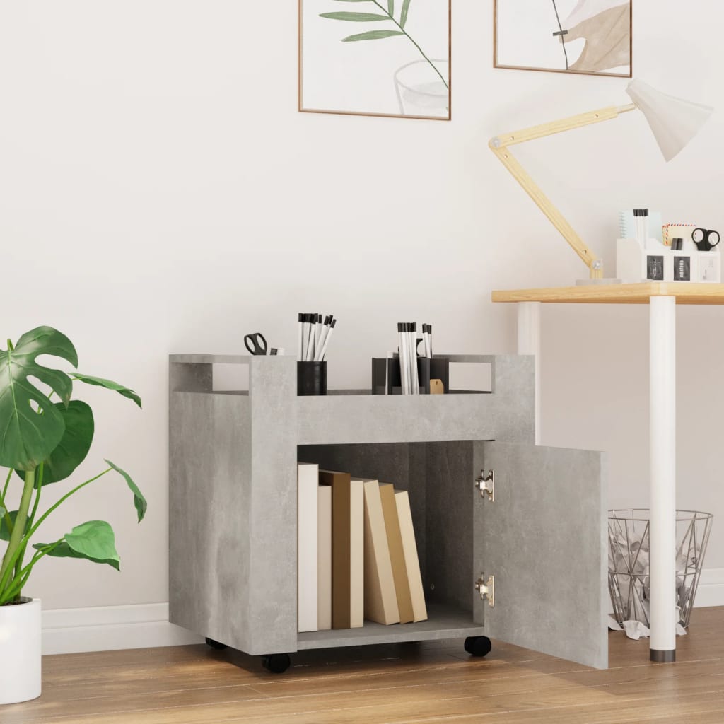 Tralle til skrivebord betonggrå 60x45x60 cm konstruert tre