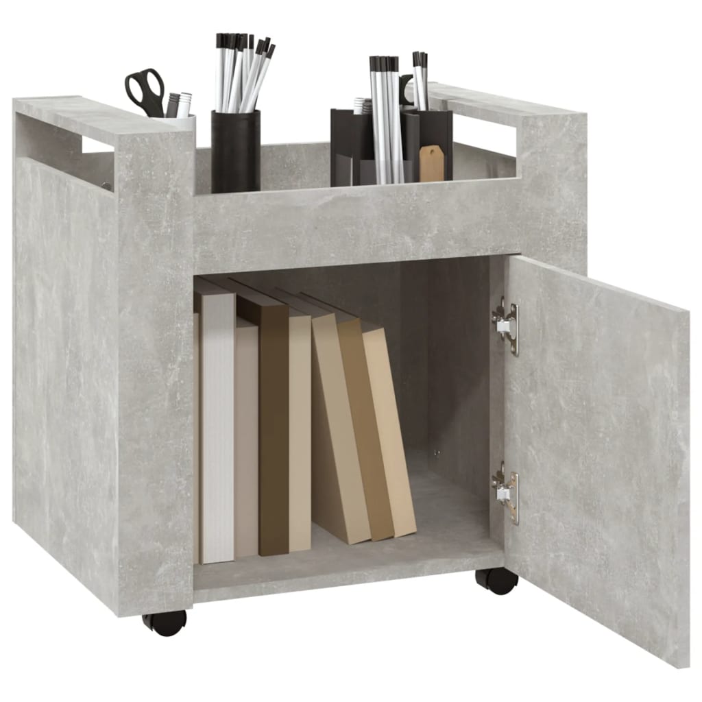 Tralle til skrivebord betonggrå 60x45x60 cm konstruert tre