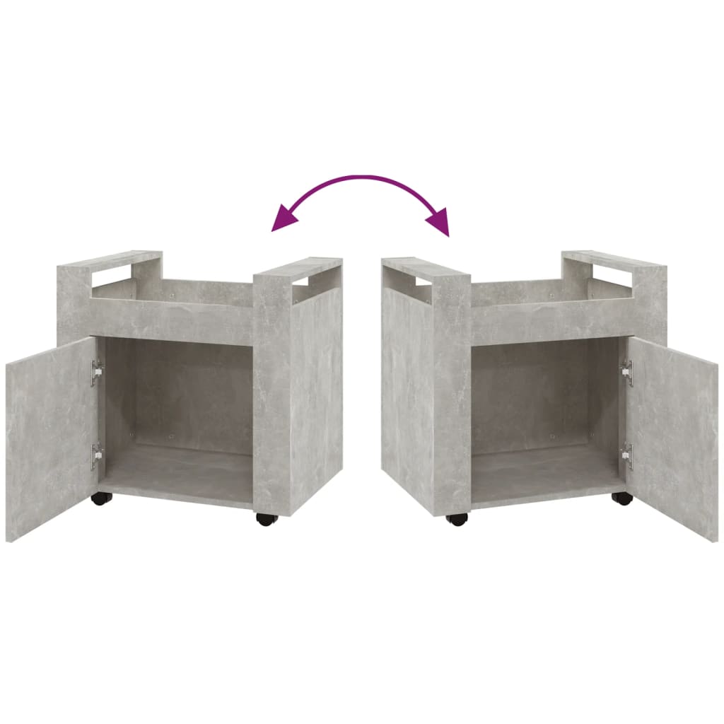 Tralle til skrivebord betonggrå 60x45x60 cm konstruert tre
