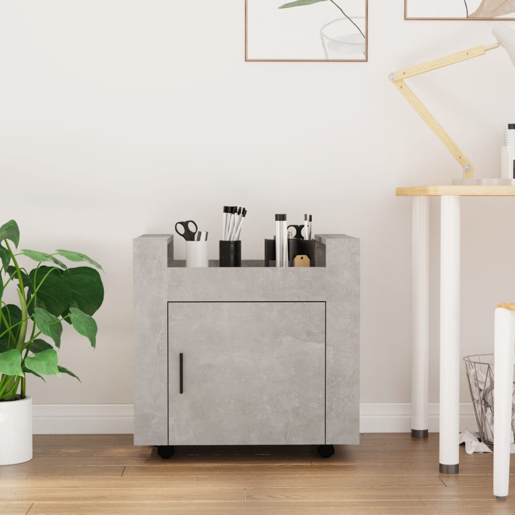 Tralle til skrivebord betonggrå 60x45x60 cm konstruert tre