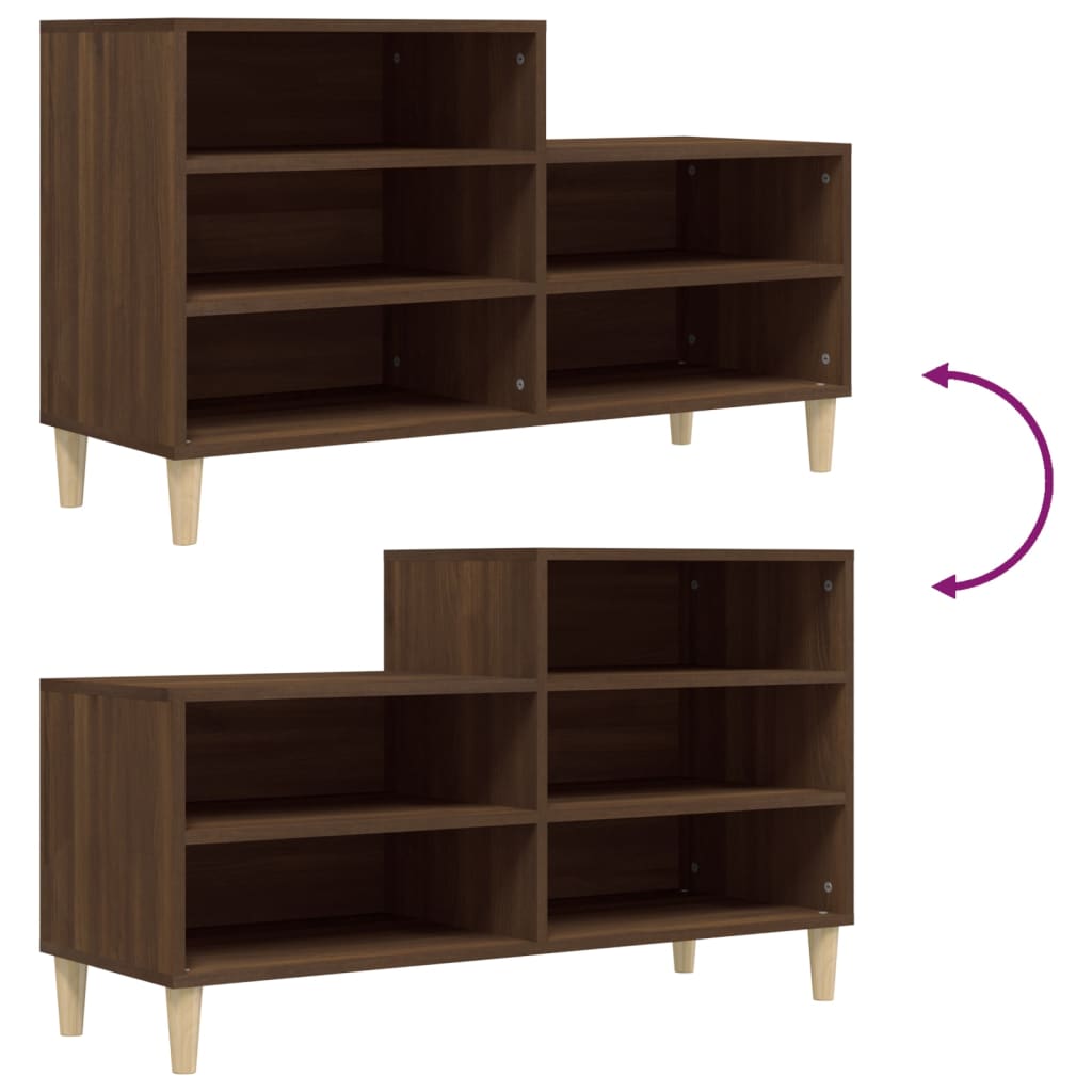 Skoskap brun eik 102x36x60 cm konstruert tre