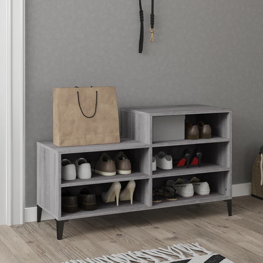 Skoskap grå sonoma 102x36x60 cm konstruert tre