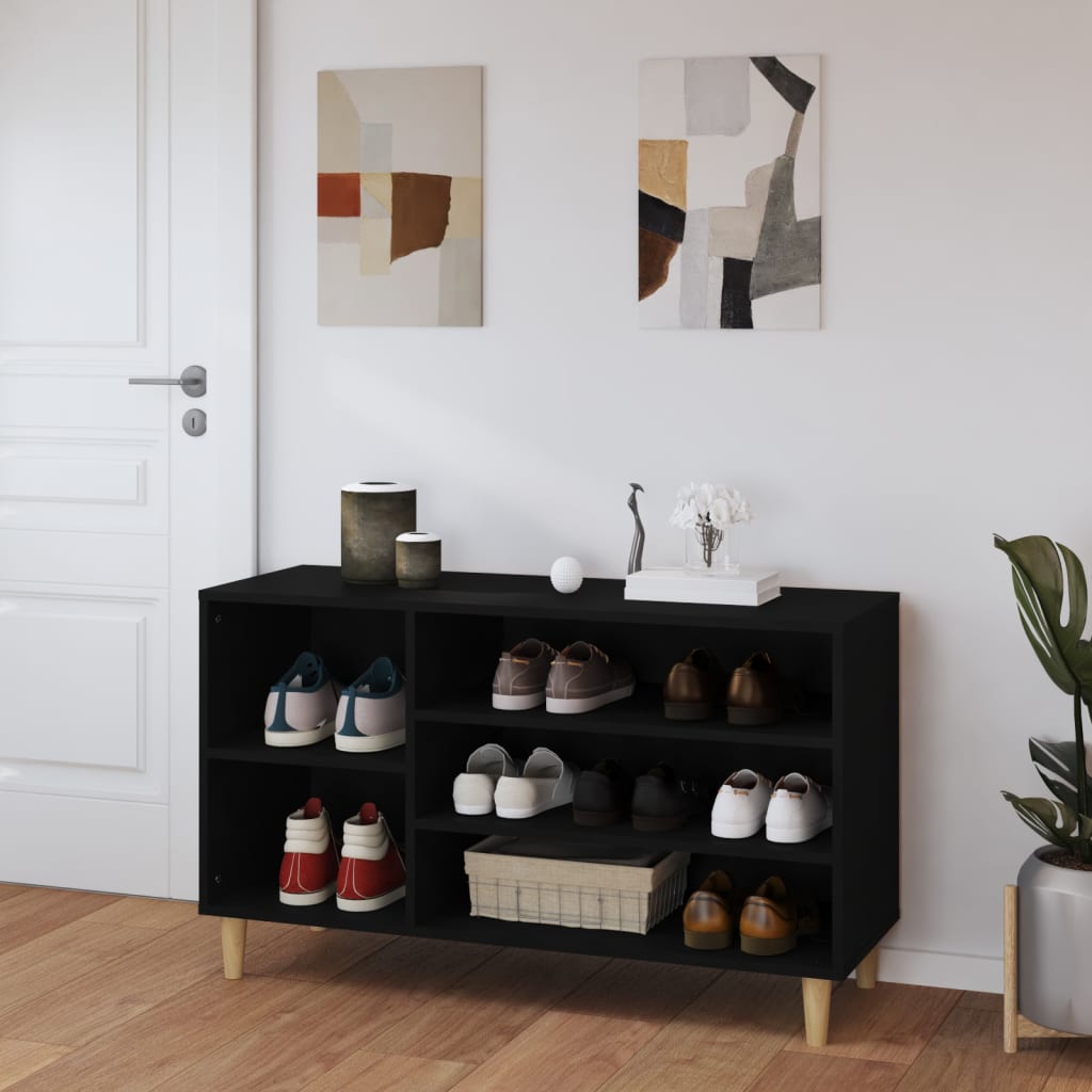 Skoskap svart 102x36x60 cm konstruert tre
