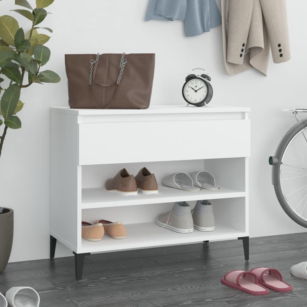 Skoskap hvit 70x36x60 cm konstruert tre