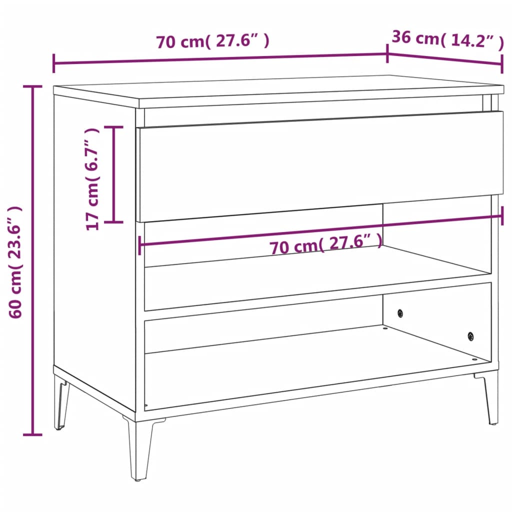 Skoskap røkt eik 70x36x60 cm konstruert tre