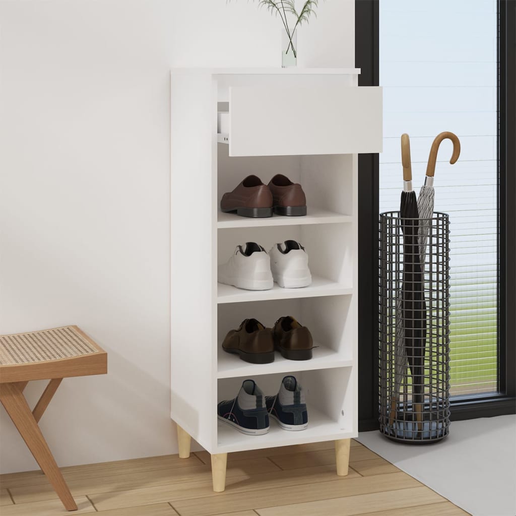 Skoskap hvit 40x36x105 cm konstruert tre