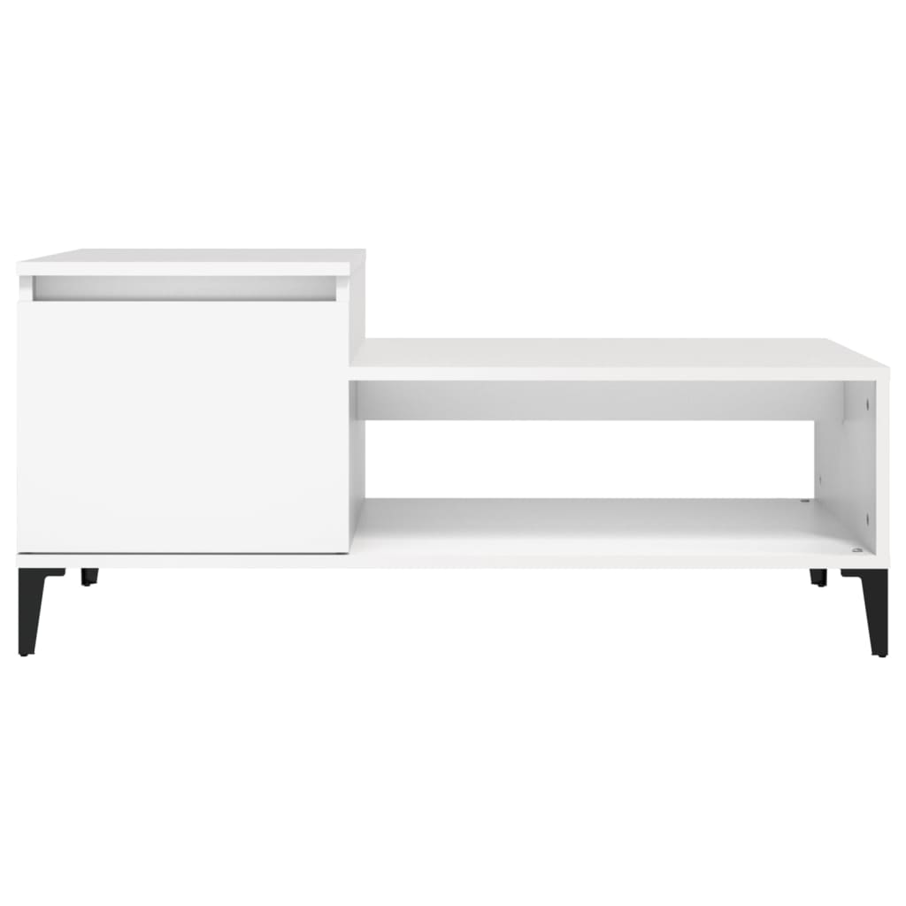 Salongbord hvit 100x50x45 cm konstruert tre