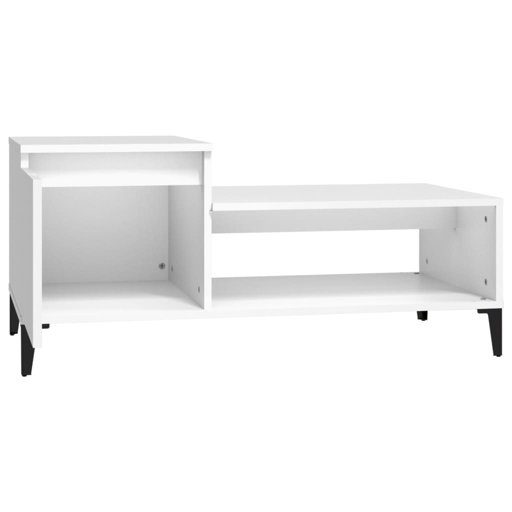 Salongbord hvit 100x50x45 cm konstruert tre