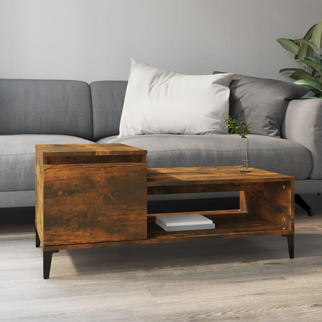 Salongbord røkt eik 100x50x45 cm konstruert tre