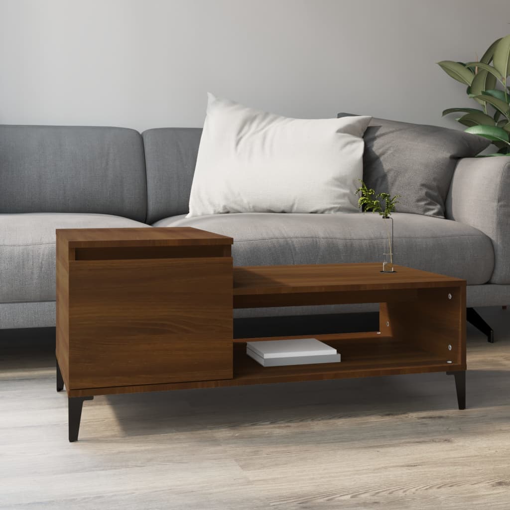 Salongbord brun eik 100x50x45 cm konstruert tre
