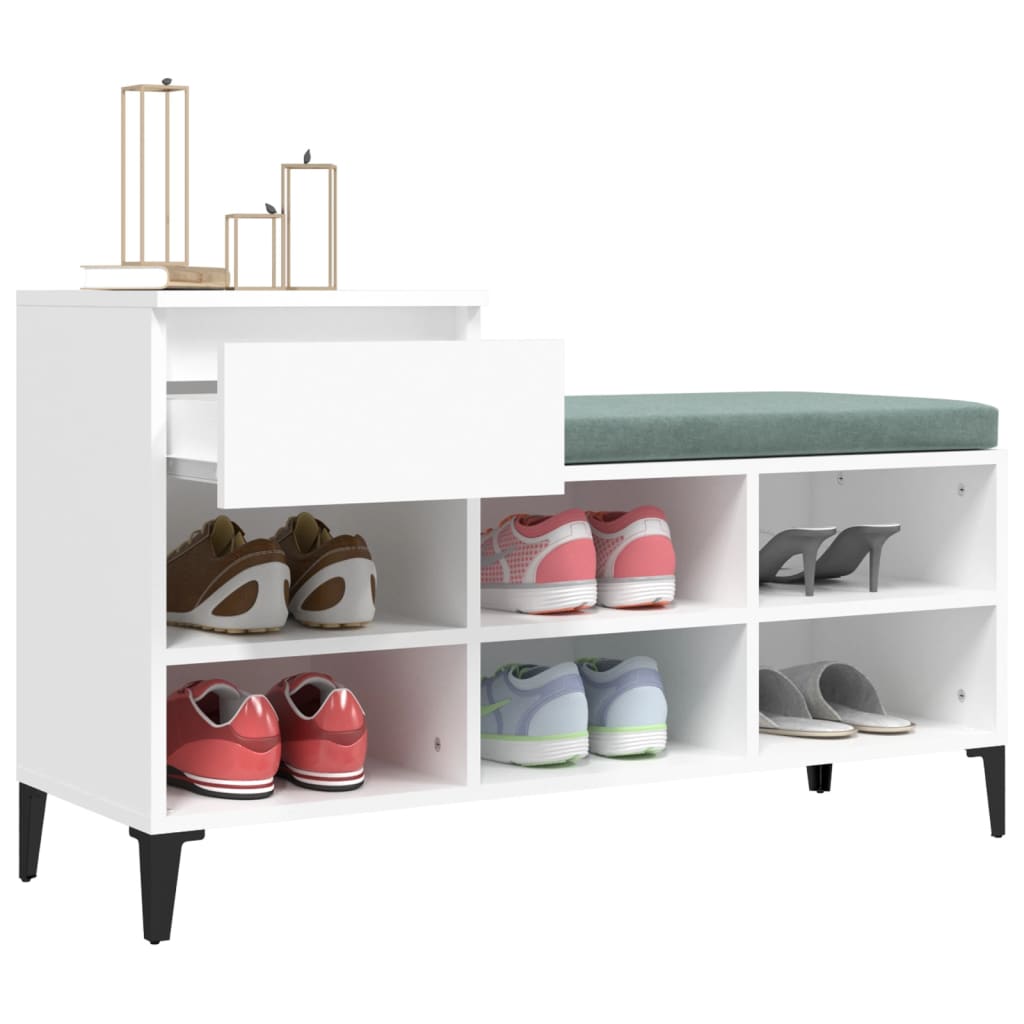 Skoskap hvit 102x36x60 cm konstruert tre
