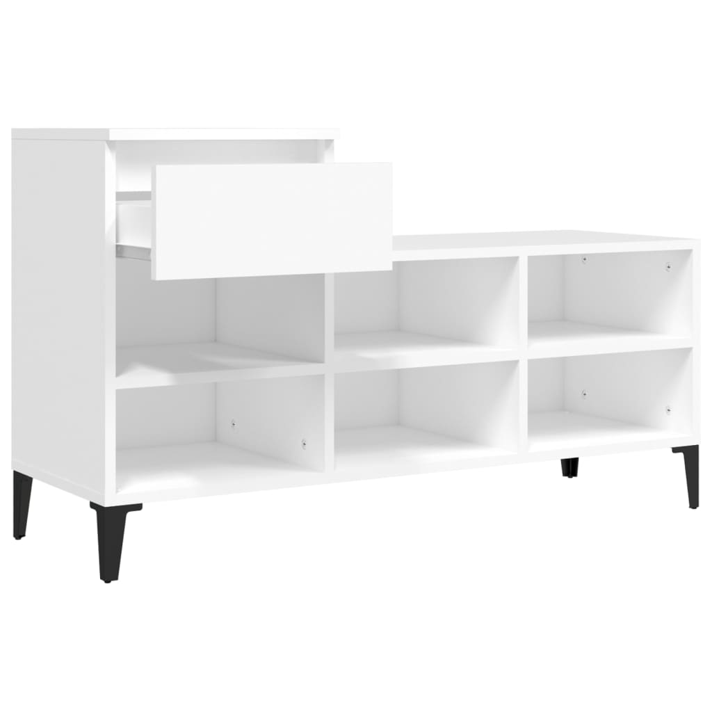 Skoskap hvit 102x36x60 cm konstruert tre