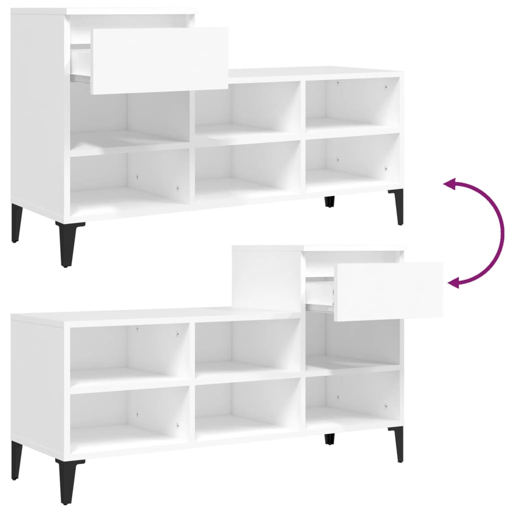 Skoskap hvit 102x36x60 cm konstruert tre