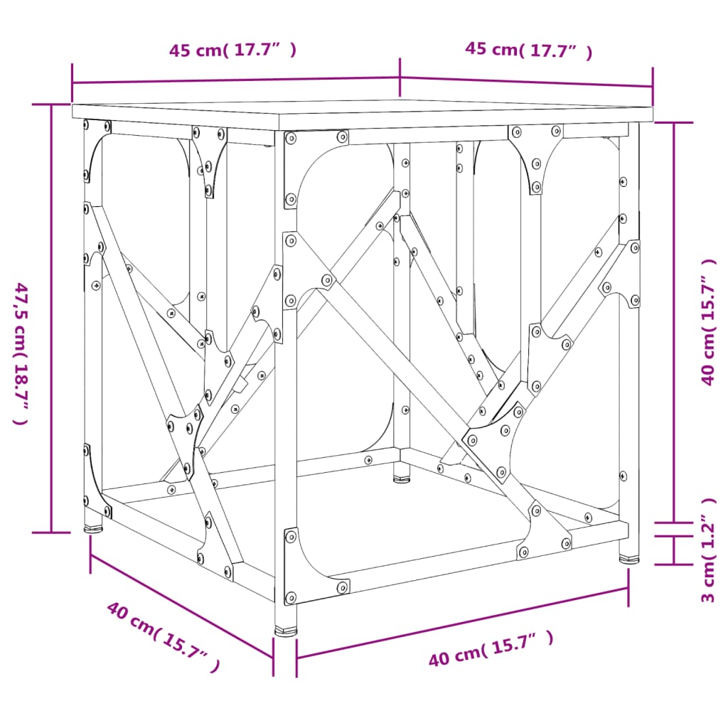 Salongbord svart 45x45x47,5 cm konstruert tre