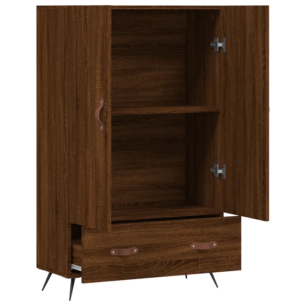 Highboard brun eik 69,5x31x115 cm konstruert tre