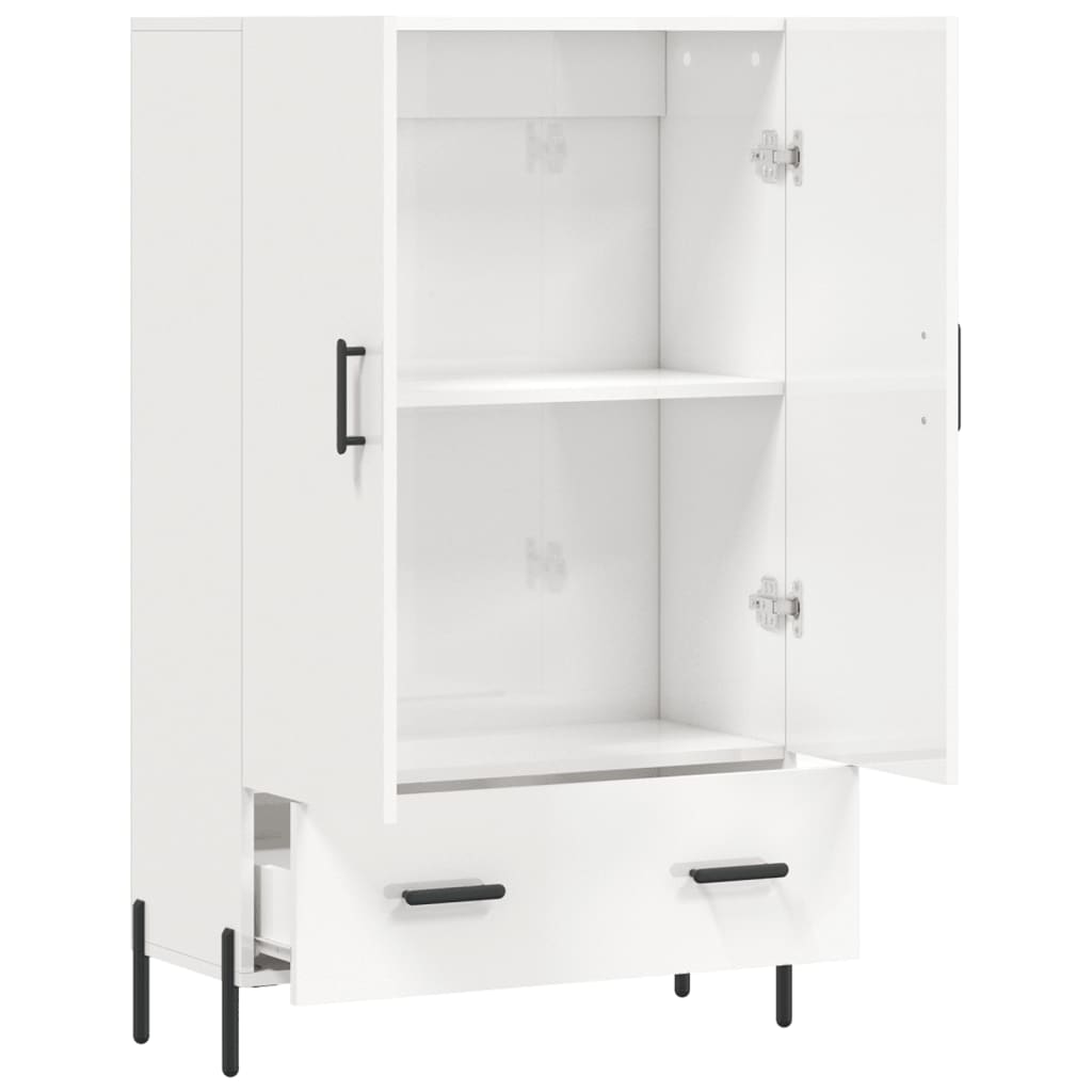 Highboard høyglans hvit 69,5x31x115 cm konstruert tre