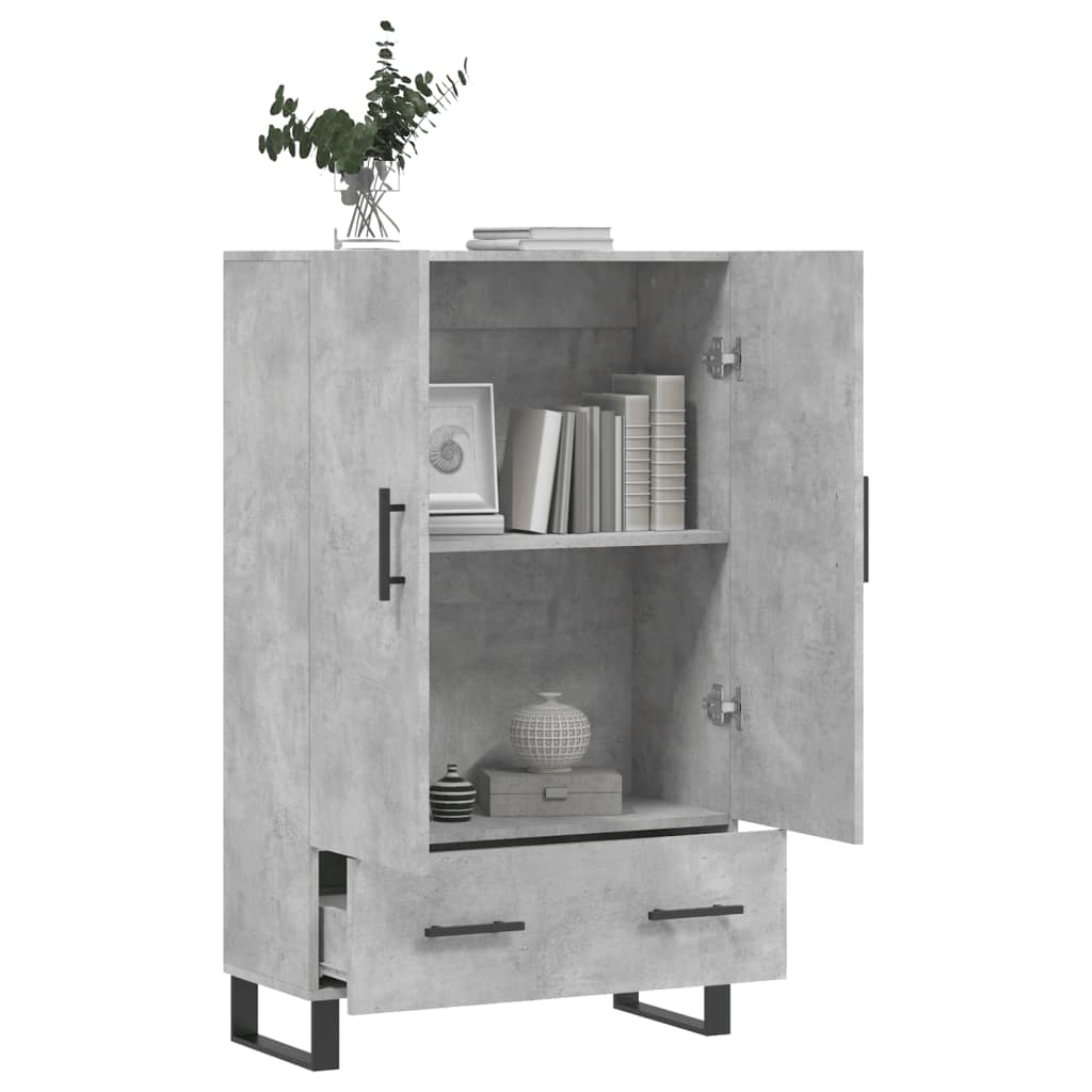 Highboard betonggrå 69,5x31x115 cm konstruert tre