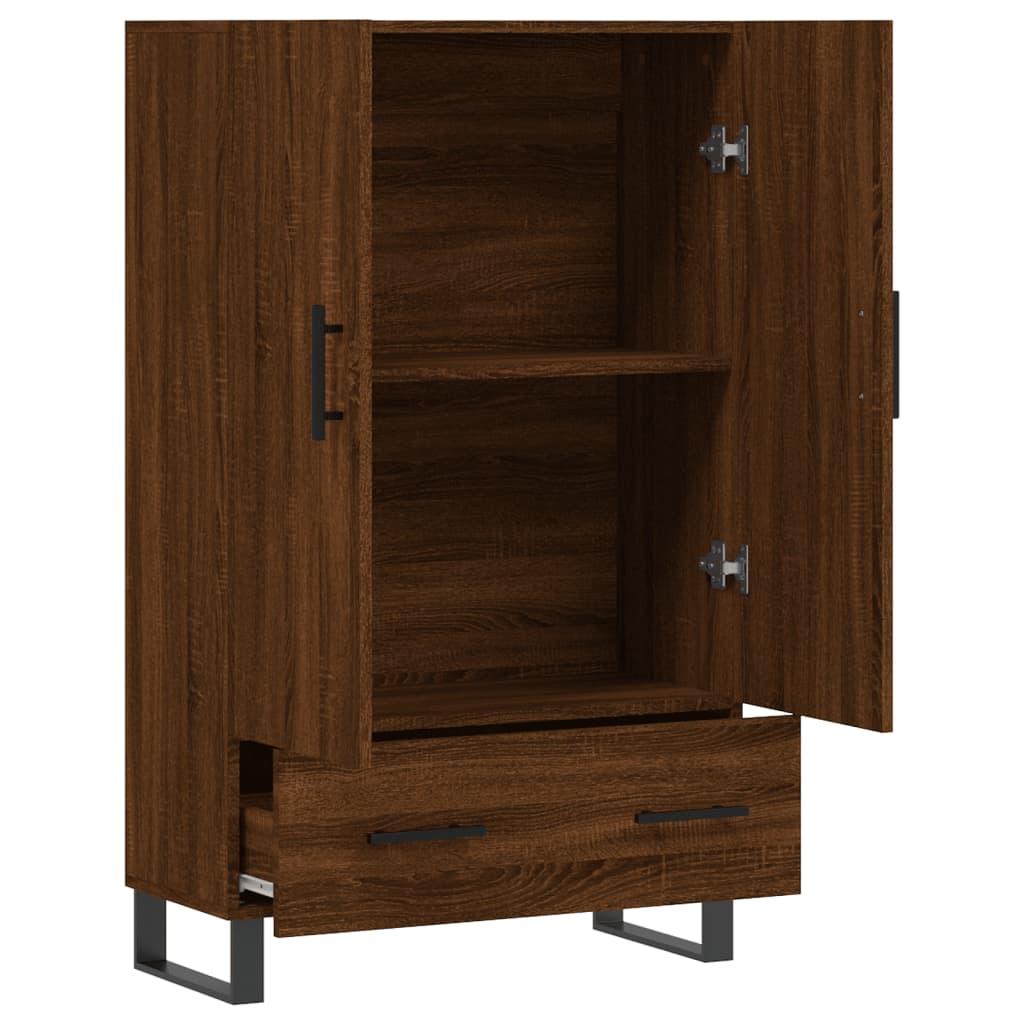 Highboard brun eik 69,5x31x115 cm konstruert tre