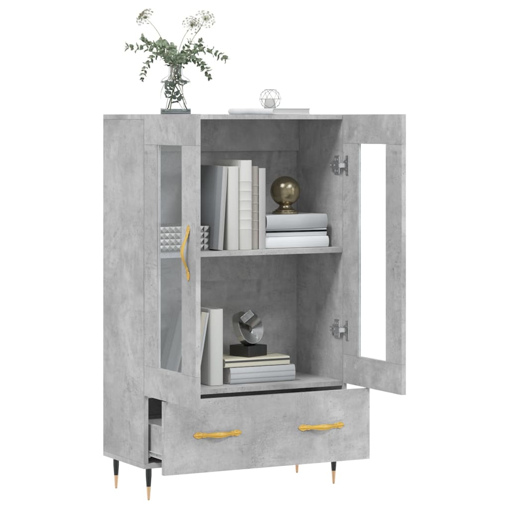 Highboard betonggrå 69,5x31x115 cm konstruert tre