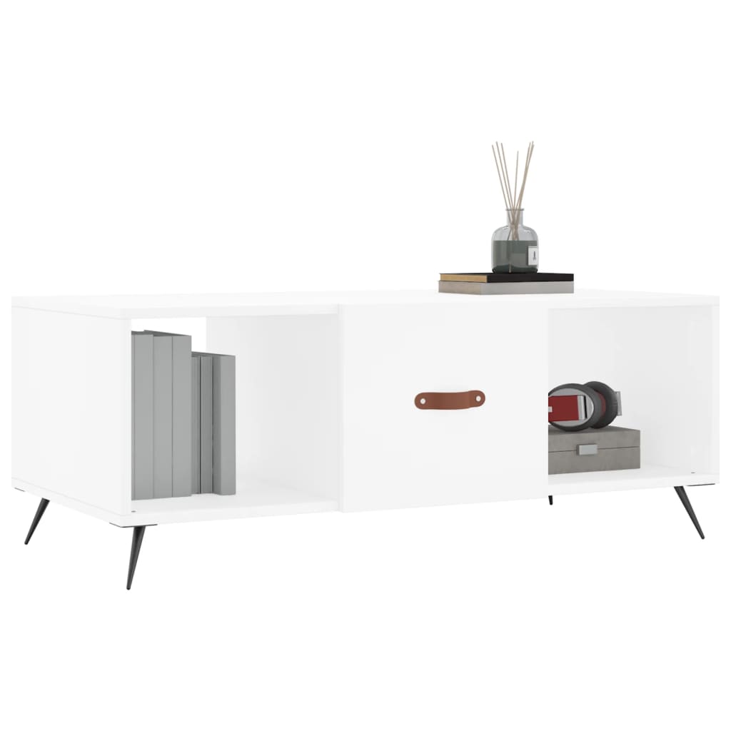 Salongbord hvit 102x50x40 cm konstruert tre