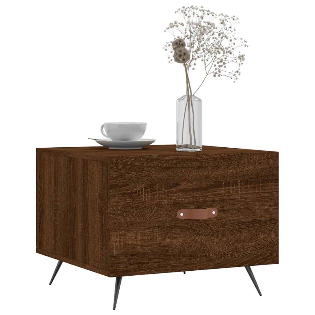 Salongbord 2 stk brun eik 50x50x40 cm konstruert tre