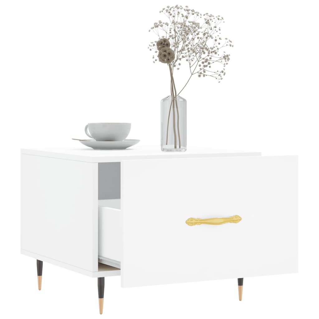 Salongbord 2 stk hvit 50x50x40 cm konstruert tre