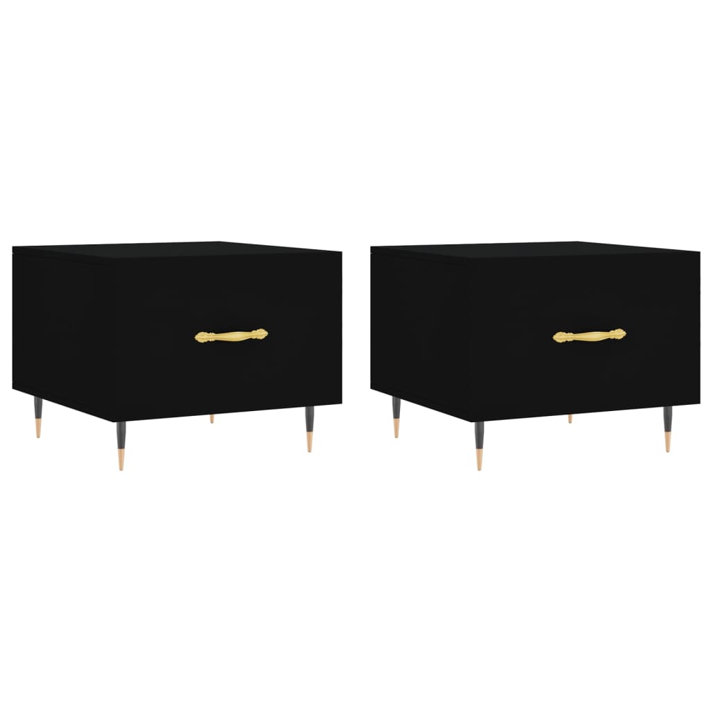 Salongbord 2 stk svart 50x50x40 cm konstruert tre