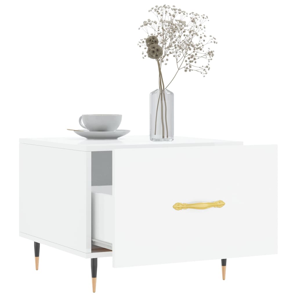 Salongbord 2 stk høyglans hvit 50x50x40 cm konstruert tre